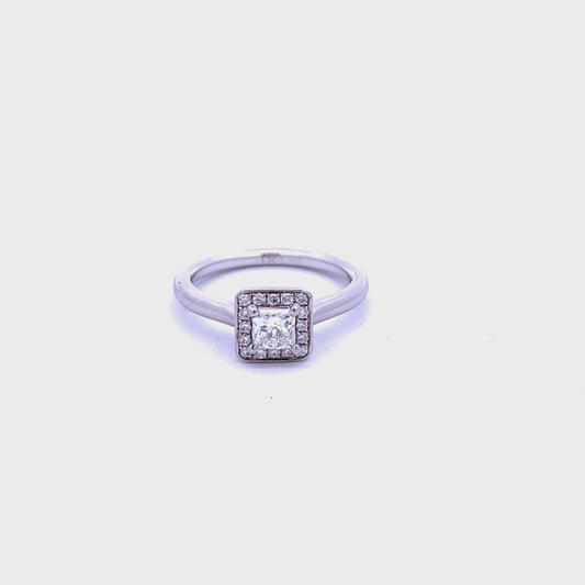 Platinum Princess Cut Diamond Halo Ring