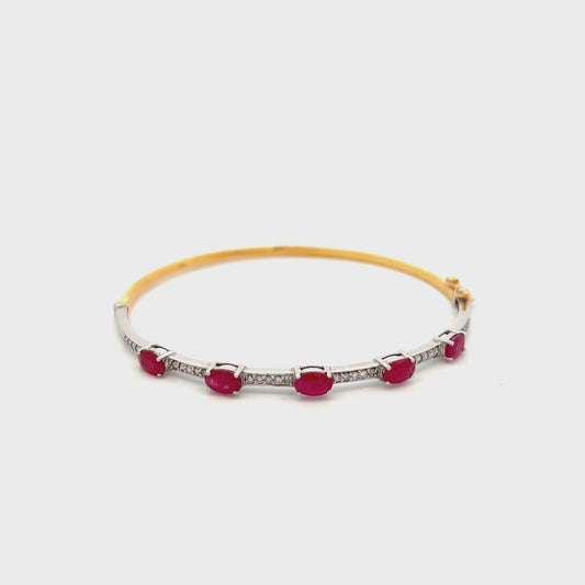 Pre-Owned 18ct Gold Ruby and Diamond Bangle