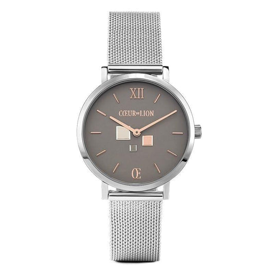 Coeur De Lion Stainless Steel Mesh Bracelet Watch with Grey and Rose Tone Dial - Judith Hart Jewellers