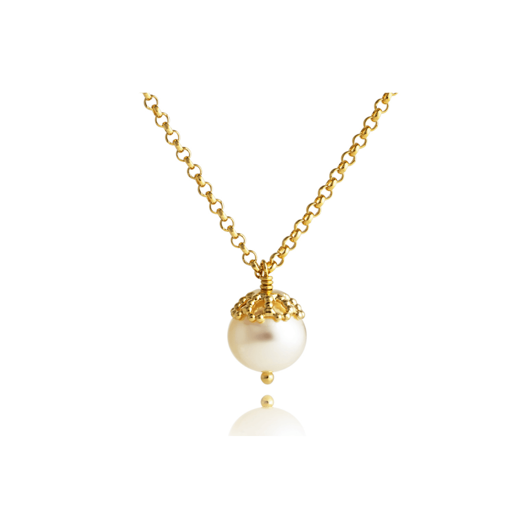 Jersey Pearl Gold Plated Freshwater Cultured Pearl Emma Kate Pearl Pendant and Chain - Judith Hart Jewellers
