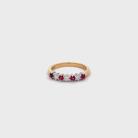 18ct Yellow Gold Ruby and Diamond Ring