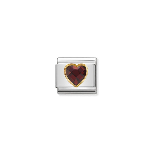 Nomination Classic Gold CZ Facet Red Heart Charm 030610/005