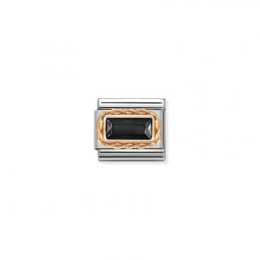 Nomination Classic Rose Gold Black Faceted Baguette Charm 430604/011