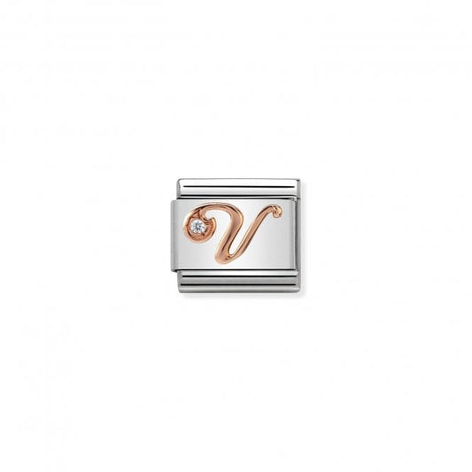 Nomination Classic Rose Gold CZ V Letter Charm 430310/22