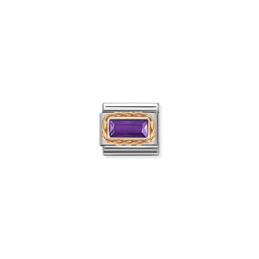 Nomination Classic Rose Gold Purple Faceted Baguette Charm 430604/001