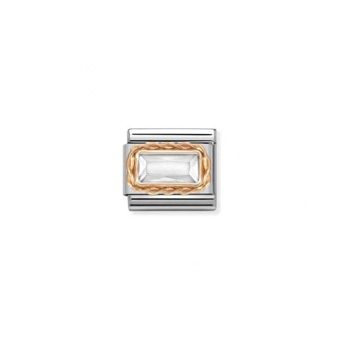 Nomination Classic Rose Gold White Faceted Baguette Charm 430604/010