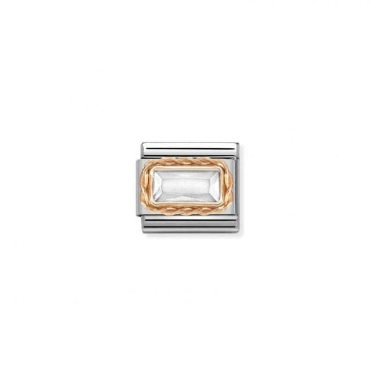 Nomination Classic Rose Gold White Faceted Baguette Charm 430604/010