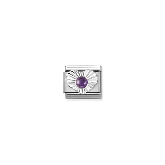 Nomination Classic Silver Amethyst Heart Charm 330508/35