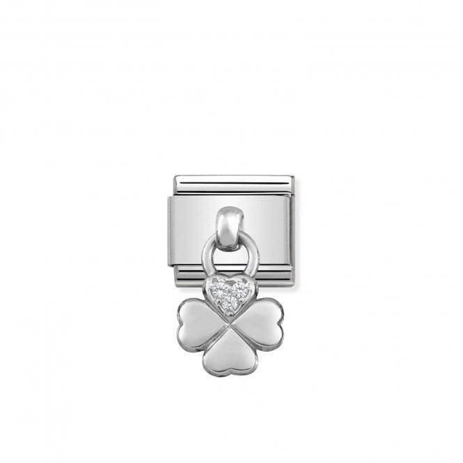Nomination Silver Heart Four Leaf Clover Drop 331800/02 - Judith Hart Jewellers