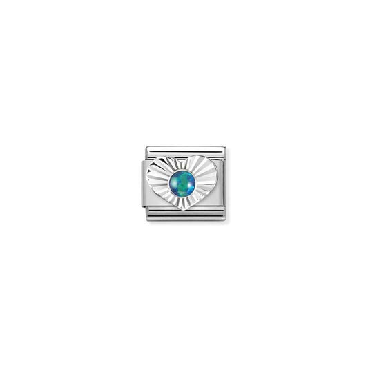 Nomination Classic Silver Green Opal Heart Charm 330508/26