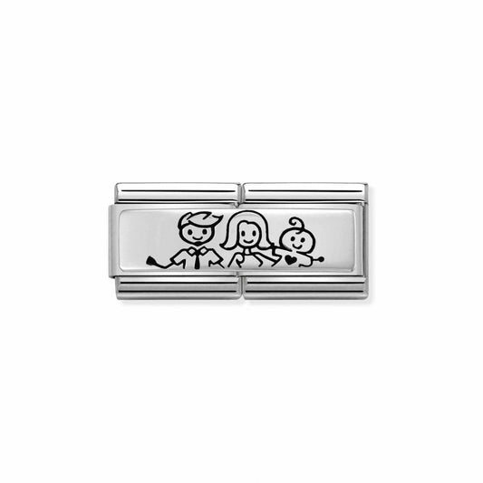 Nomination Silver and Enamel Double Family with Baby Boy Charm 330710/32