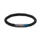 Unique & Co Black Leather Bracelet with Blue and Grey Matte Clasp - Judith Hart Jewellers