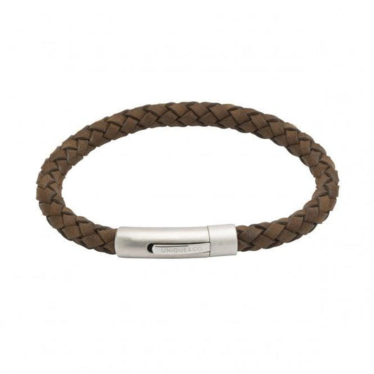 Unique & Co Dark Brown Leather Bracelet with Matte Clasp - Judith Hart Jewellers