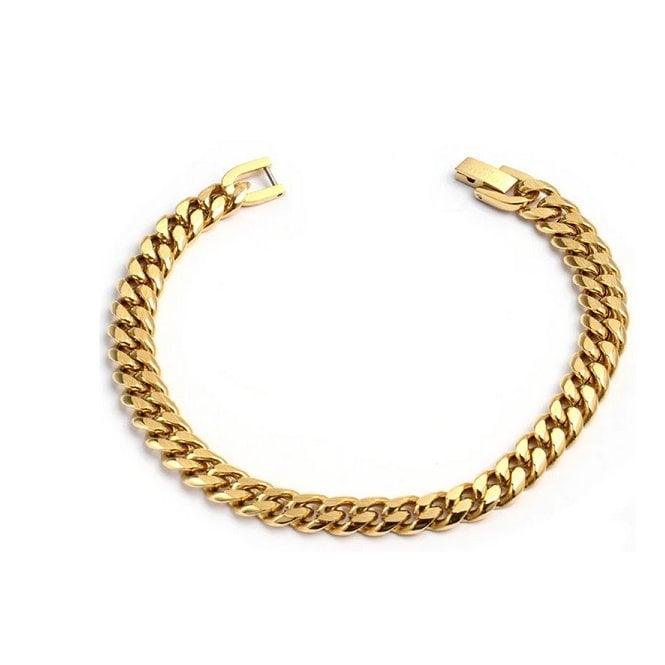 Unique & Co Steel Bracelet with Matte Polished Yellow Gold IP Plating - Judith Hart Jewellers